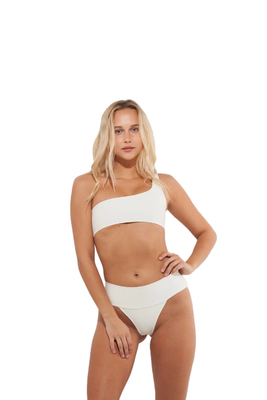 Recycled Girl Swimsuit Padding Cup Free Bandage Single Strap Bikini supplier