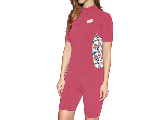 Pink CR Neoprene Short Sleeve Rash Guard / Female Surf Suit Anti - UV supplier