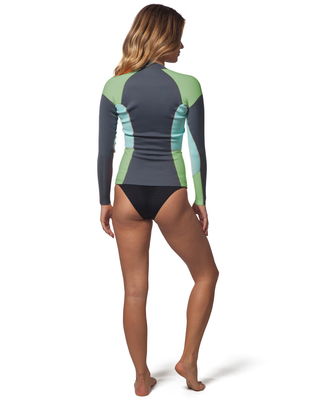 Crew Neck Women'S Rash Guard Swimwear Zip Front With 80% Polyester 20 Nylon supplier