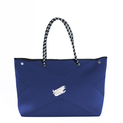 Fashion Blue Soft Neoprene Beach Bag / Lady Tote Handbag For Cosmetics supplier