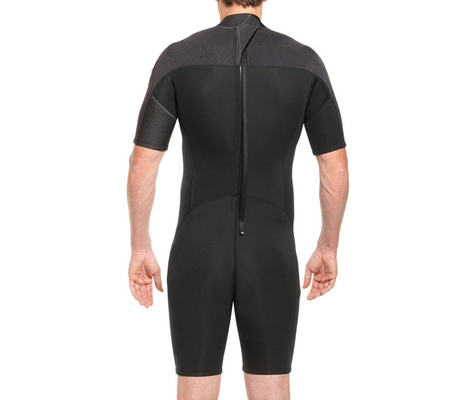 Black Scuba Diving Wetsuit Front Zip Short Sleeve / 2mm Shorty Wetsuit Mens supplier
