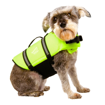 Green Float Coat Dog Life Jacket For Swimming Adjustable And Reflective Grab Handle supplier