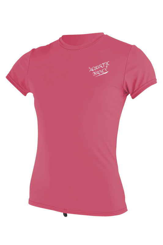 Lightweight Soft Ladies Short Sleeve Rash Guard Pink Or Customized Color supplier
