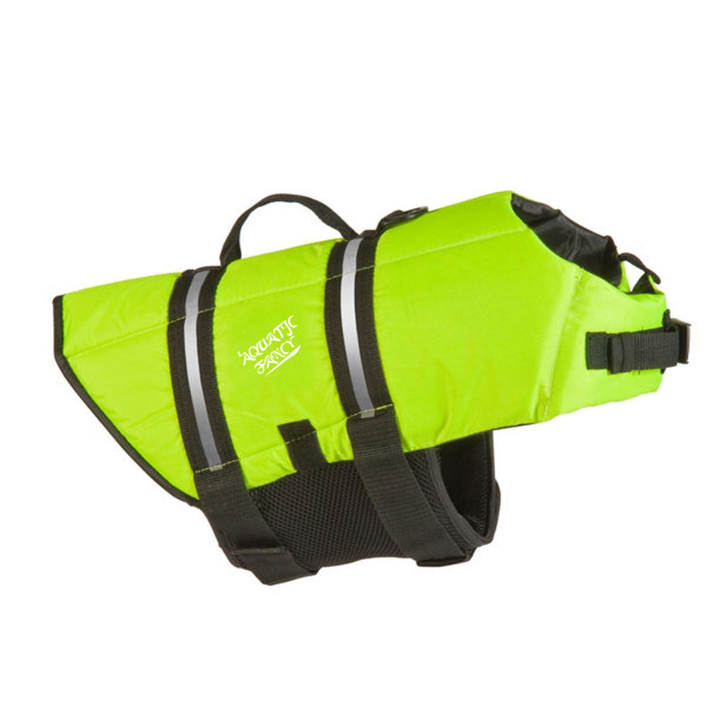 Green Float Coat Dog Life Jacket For Swimming Adjustable And Reflective ...